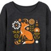 Women's - Instant Message - Autumn Fox & Flowers Lightweight French Terry Wide Neck Long Sleeve Graphic Shirt - 2 of 4