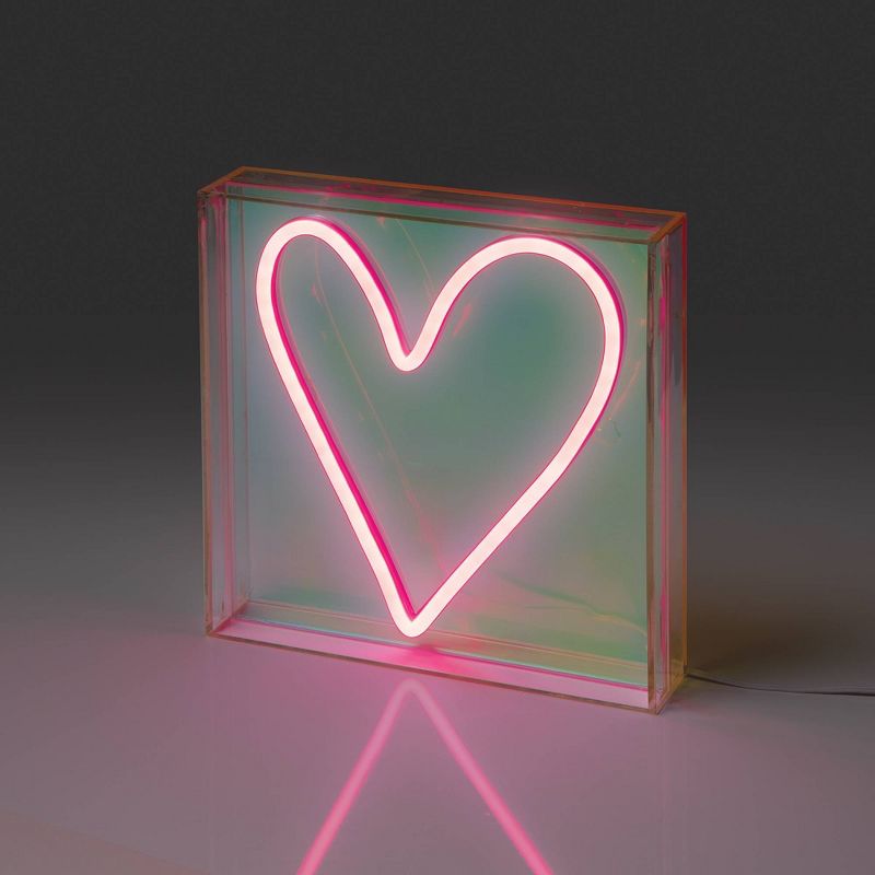 Teen Iridescent Heart Acrylic Box Novelty Table Lamp Pink - West &#38; Arrow, 1 of 5