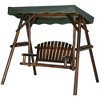 Outsunny 2-Person Patio Swing Chair, Outdoor Hanging Wooden Porch Bench Loveseat w/ Adjustable Canopy and Side Trays for Garden, Poolside, Backyard - 4 of 4
