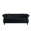 79" Velvet Chesterfield 3-Seater Sofa with Rolled Arms & Nailhead Trim - 3 of 4