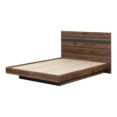 Queen Olvyn Complete Bed Natural Walnut Charcoal South Shore