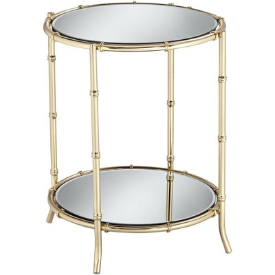 Studio 55D Macau 22" High Gold and Mirrored Accent Table