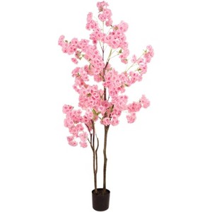 180cm Artificial Cherry Blossom Tree in Pot - Large Pink Blossom Artificial Plant for Home, Office & Event Decoration - 1 of 4