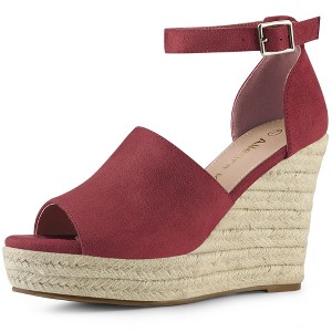 Allegra K Women's Espadrilles Platform Wedges Ankle Buckle Strap Sandals - 1 of 4