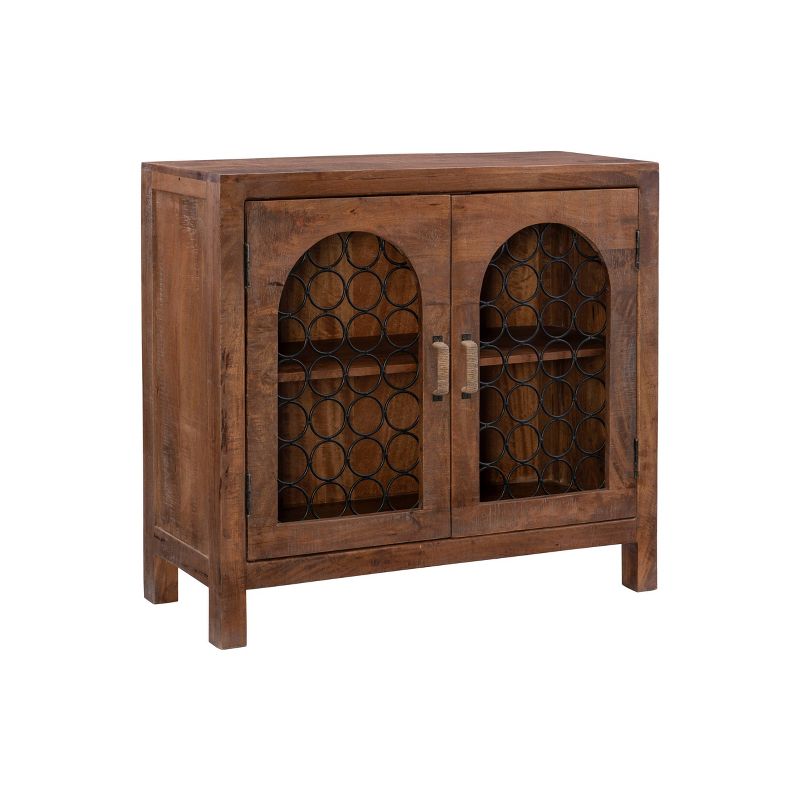 36&#34; Creswell Boho Solid Wood Console Decorative Metal 2 Door Storage Brown - Powell, 1 of 15