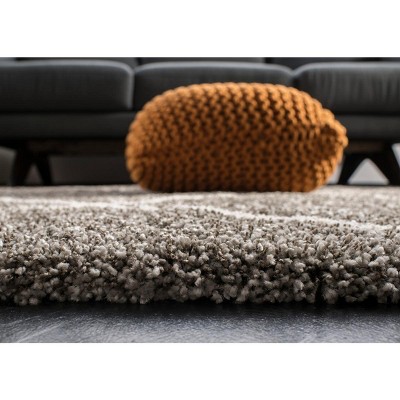 Grey and Ivory Diamond Shag Synthetic 10' x 14' Area Rug