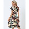 Allegra K Women's Tie Waist Beach Tropical Floral Printed Midi Wrap Dress - 4 of 4
