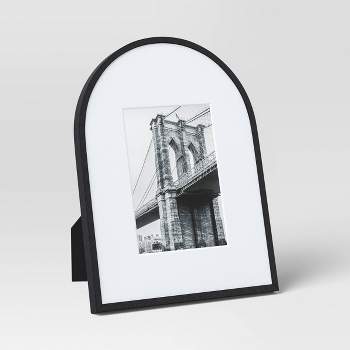 9"x12" Matted to 5"x7" Aluminum Arch Table Frame Black - Threshold™