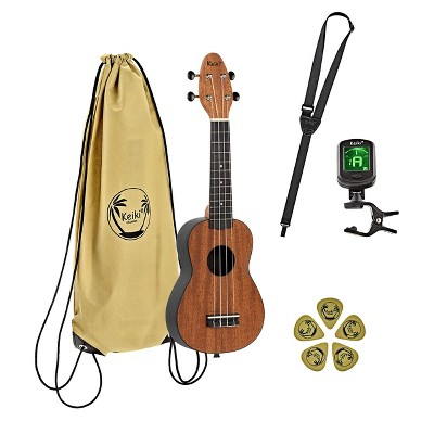 Ortega Guitars Keiki K2 Series Soprano Ukulele Pack - Includes: Tuner, Picks, Strap & Tote Bag