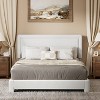 Dyonery Full Size Upholstered Bed Frame with Headboard, Soft Rounded Corners, No Box Spring Required, Adjustable Headboard, Easy Assembly, Beige - 2 of 4