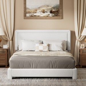 Vipbear Queen/King Upholstery Bed Frame Platform Bed with Adjustable Headboard,No Box Spring,Bed Frame with with Wooden Slat Support Easy Assembly - 1 of 4