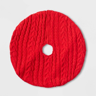 Mini 18" Cable Knit Christmas Tree Skirt Red - Wondershop™