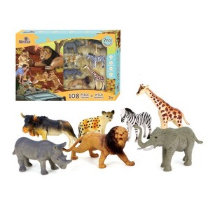 Wenno Wild Animal Figurines with 108-Piece Puzzle and E-Book Stories – Educational Toy Set with 7 Realistic Wild Animal Figures for Kids - 1 of 1