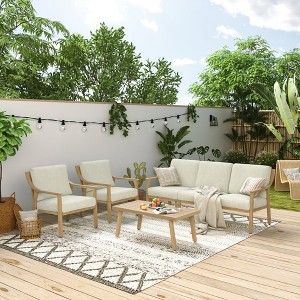 HAPPATIO 4-Piece Outdoor Patio Furniture Set , Aluminum Outdoor Conversation Set Perfect for Porch, Deck, Garden - 1 of 4