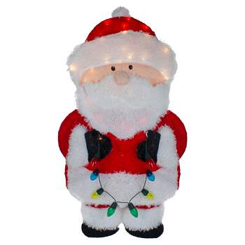 Northlight 32-Inch Lighted Chenille Santa with Lights Outdoor Christmas Decoration