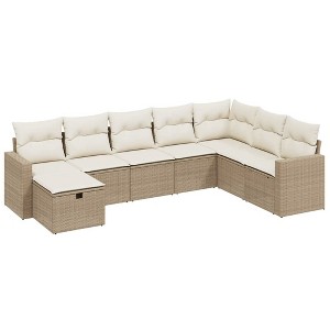 vidaXL 8 Piece Patio Sofa Set with Cushions - Beige and Cream Without Storage - 1 of 4