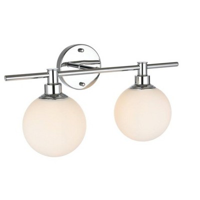 Modern Brass and Frosted White Glass 2-Light Wall Sconce