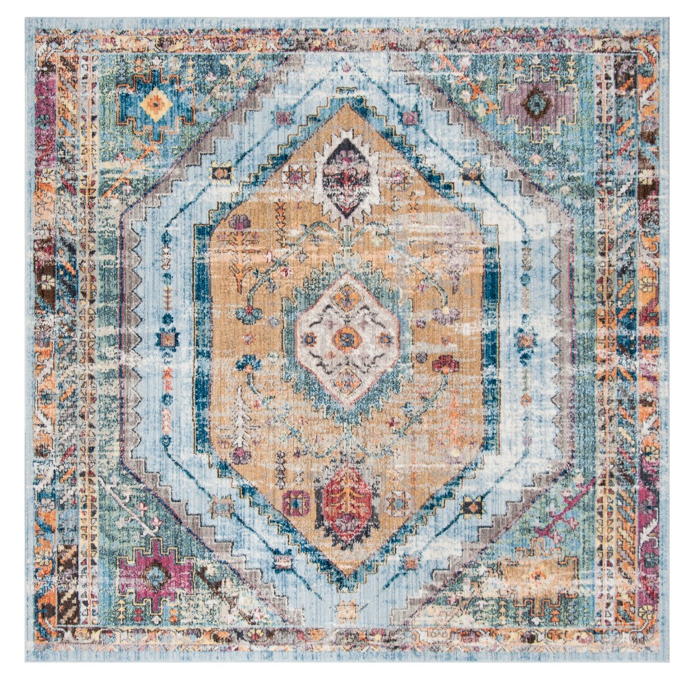 7'x7' Blue Medallion Loomed Square Area Rug - Safavieh