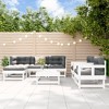 vidaXL 7 Piece Patio Lounge Set with Cushions White Solid Wood - White Pine - 2 of 4