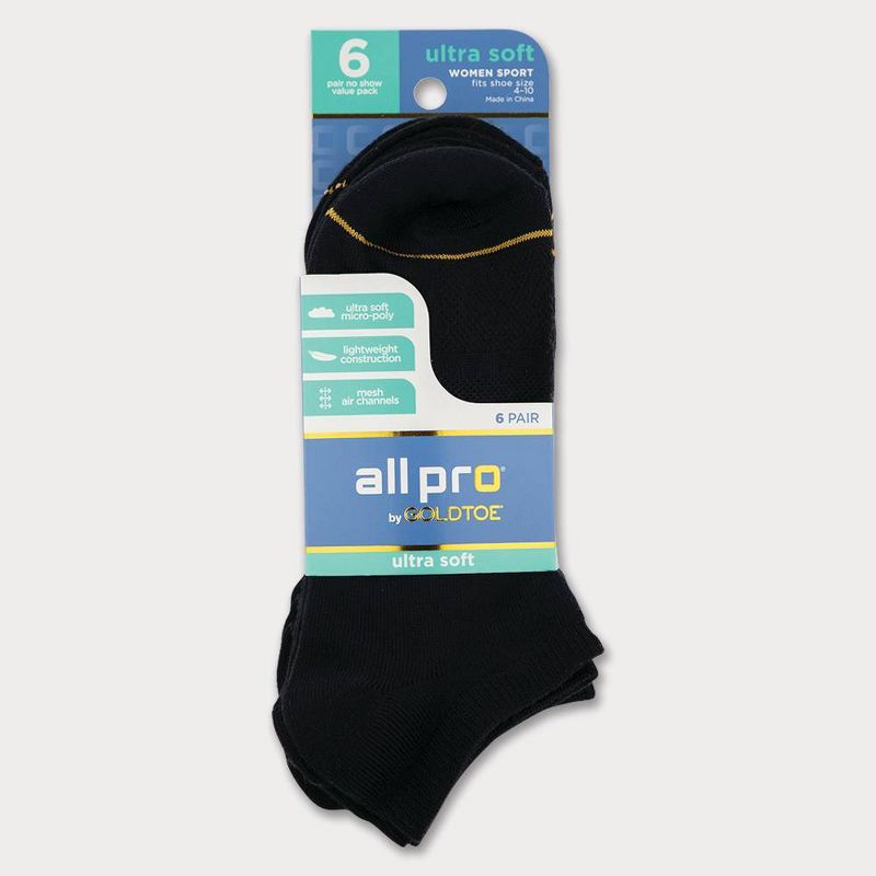 All Pro Women's 6pk Ultra Soft No Show Socks 4-10, 3 of 5
