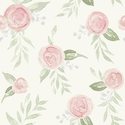 RoomMates Watercolor Roses Magnolia Home Wallpaper Cream