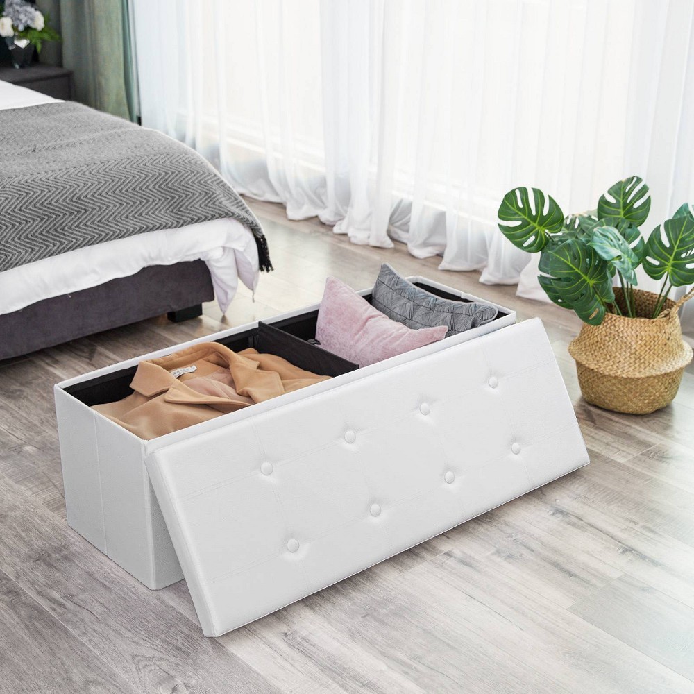 Photos - Pouffe / Bench Songmics 43" Storage Ottoman White - : Padded Comfort, Footrest, Easy Setup, 660 lb Capacity 