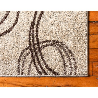 Beige Geometric Low Pile Area Rug 5' x 8'