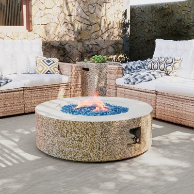 42/56 inch Outdoor Magnesium Oxide Fire Pit Table Propane for Outside Patio with Tank Cover