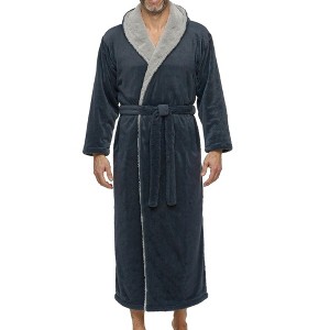 ADR Mens Robe, Fleece Hooded Bathrobe, Big and Tall Bath Robe for Men - 1 of 3