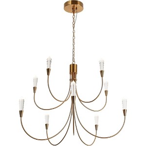 LNC Kaminsky 10-Lights 34.3" Candle Tiered Modern Oversized Integrated LED Chandelier,Polished Gold - 1 of 4