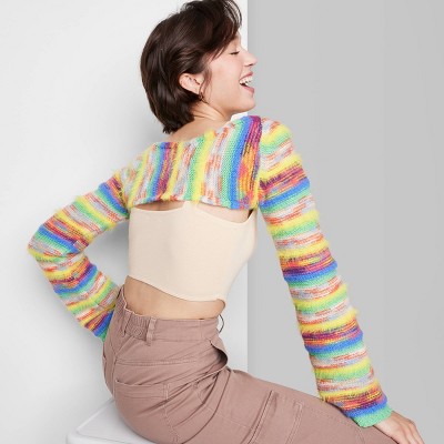 Wild Fable, Tan & Pink Stripe Cropped Sweater