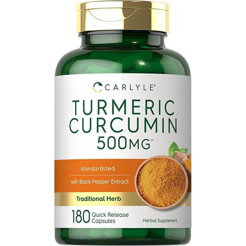 Carlyle Turmeric Curcumin with Bioperine 500 mg | 180 Capsules, 1 of 3