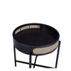 22" Colson Accent Table Black Finish - Acme Furniture: Rattan Detail, Metal Frame, Wood Top, No Assembly Required - 2 of 4