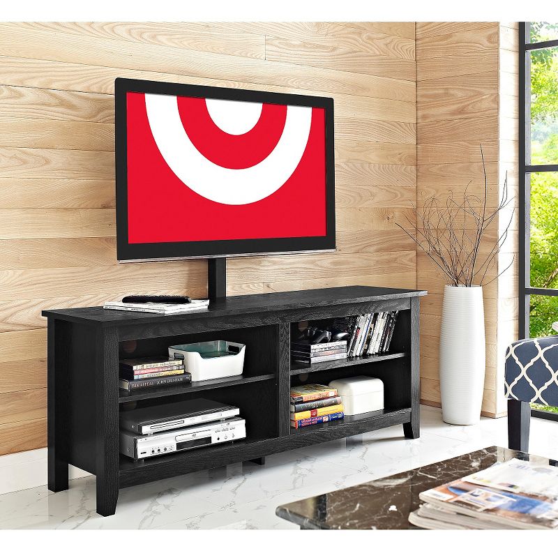 Farmhouse 4 Cubby Wood Open Storage with Mount TV Stand for TVs up to 65" - Saracina Home, 3 of 7