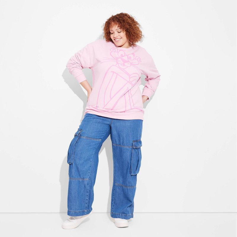 Women's Pink Panther Oversized Graphic Sweatshirt - Pink, 3 of 4