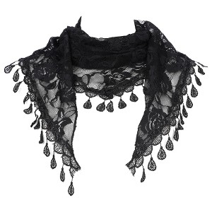 INSPIRE CHIC Lace Rose Floral Tassel Mesh Triangle Head Covering Mantilla Scarves 1Pc - 1 of 4