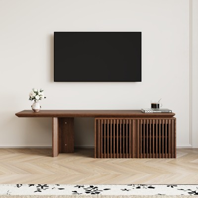 JVNOXK-(Expandable for  63-86.6-inch TVs) Modern TV Stand Entertainment Center with Storage Space Minimalist TV Stand for-Walnut