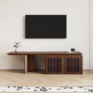 JVNOXK-(Expandable for  63-86.6-inch TVs) Modern TV Stand Entertainment Center with Storage Space Minimalist TV Stand for-Walnut - 1 of 4