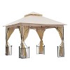 Outsunny 10' x 10' Patio Gazebo Canopy Outdoor Pavilion with Mesh Netting SideWalls, 2-Tier Polyester Roof, & Steel Frame Beige - image 4 of 4