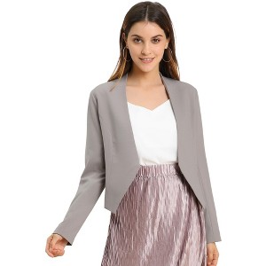 INSPIRE CHIC Women's Collarless Work Office Long Sleeve Cropped Blazers - 1 of 4