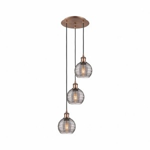 Athens Deco Swirl - 3 Light Cord Hung Multi Pendant In Industrial Style-25.13 Inches Tall and 12.38 Inches Wide - 1 of 1