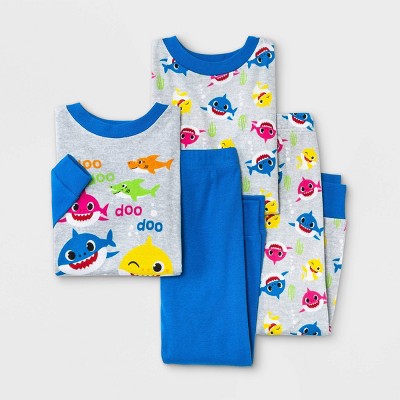 Toddler Boys' 4pc Baby Shark Pajama Set - Blue