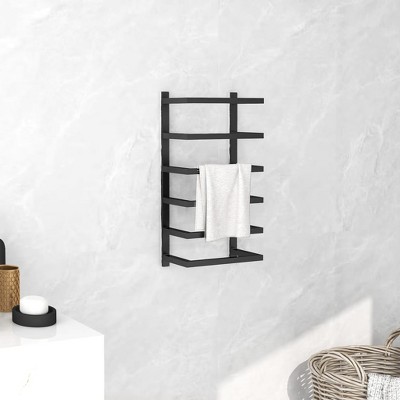 vidaXL Towel Rack Black 9.4 in.x4.7 in.x18.9 in. Steel