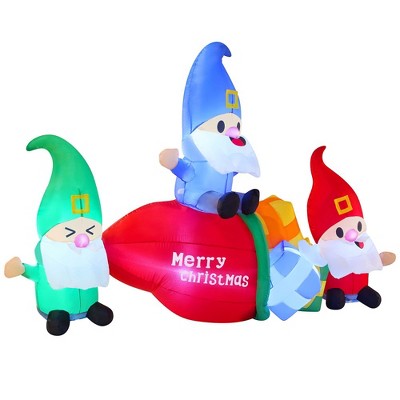 6-Foot Christmas Inflatable Gnomes with Gift Bag and LEDs