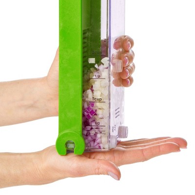 Green and White Plastic Food Chopper with Stainless Steel Blades