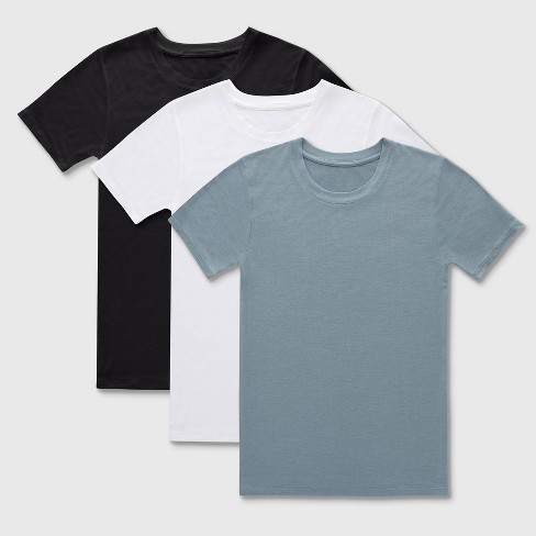 Hanes Boys' 3pk Super Soft Crew T-undershirts - Black/white/gray S : Target