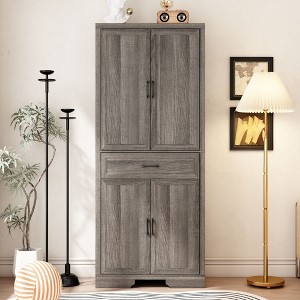 FUFU&GAGA Multifunctional Bookcase with Adjustable Shelves Storage Cabinet  Drawer & Anti - tipping Device - 1 of 4