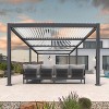 PURPLE LEAF Louvered Pergola Outdoor Aluminum Pergola with White Adjustable Rainproof Roof Grey Frame Hardtop Gazebo for Patio Deck Garden - 2 of 4