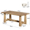Lantine Solid Wood Coffee Table, 47'' Farmhouse Rectangular Center Tables  with Sturdy H-Shaped Base, Wood Cocktail Furniture for Living Room - 3 of 4