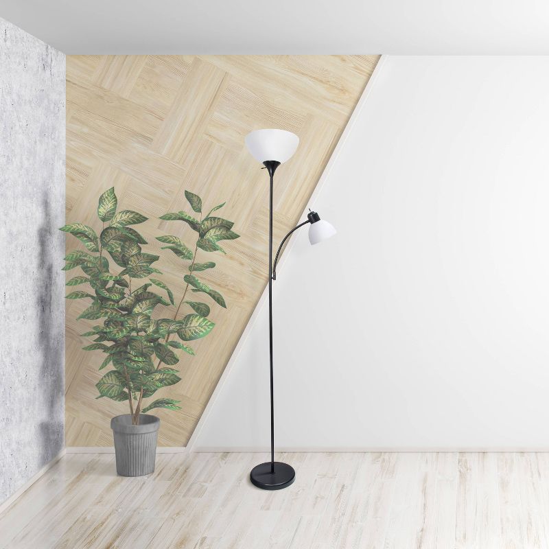 71.5" Traditional 2 Light Mother Daughter Metal Floor Lamp with Torchiere and Reading Light - Creekwood Home, 5 of 6